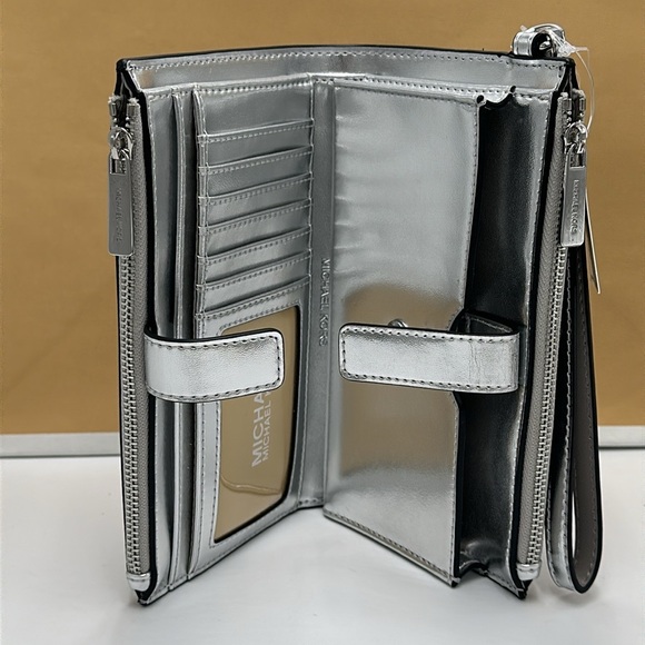 Michael kors Jet Set Travel Large Embellished Signature Logo Wristlet Optic Whit - Picture 8 of 14